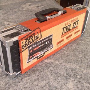"Just Grillin" 8 Piece Stainless Steel and Wood Grill BBQ Tool Set